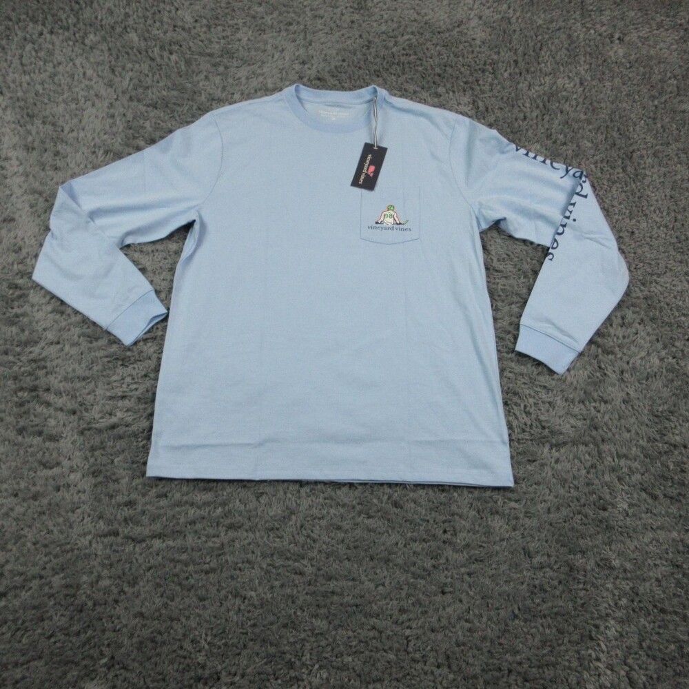 Vineyard Vines Shirt Mens M Jake Blue Hockey Pond Long Sleeve Pocket NWT